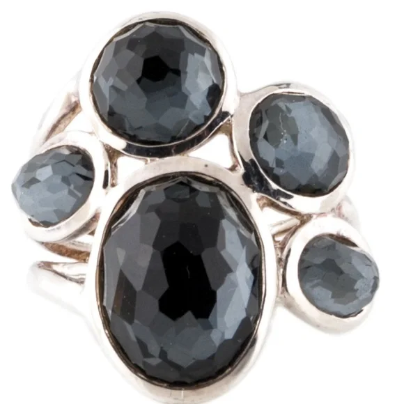 Ippolita Hematine & Quartz Doublet Wonderland Silver Cocktail Ring SZ:7 - Picture 3 of 4
